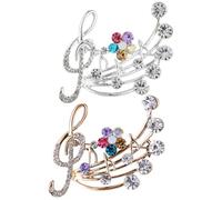 TEMPNAP Broche en Alliage Forme Note de Musique 2pcs Anti-perte Polyvalente pour Vêtements Femmes Accessoires Mode Mariage Demoiselles D'honneur