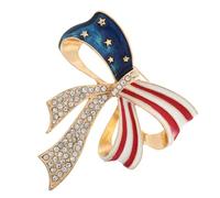 TEMPNAP Broche Étoile Américaine pour Femmes Épinglette Drapeau des États avec Noeud Élégant Accessoire pour de Indépendance pour Robes et Chemises