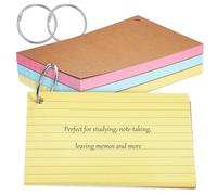 TEMPNAP Cartes Index Lignées Américaines 150 Pcs Double Face avec Anneaux en Métal et Papier Coloré pour Étudier et Organiser les Notes Efficacement