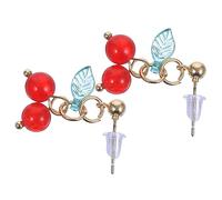 TEMPNAP Clous D'oreilles Cerises Créatifs Rouge Vif En Paire, Boucles D'oreilles Élégantes En Métal Sûr, Pour Femmes, Pour Fêtes Et Tenues De Soirée, Design Petit Fruit Accrocheur