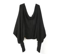 TEMPNAP Écharpe Tricotée Design Élastique Confortable Unisexe Noire avec Manches en Acrylique Solide, pour L'automne et L'hiver