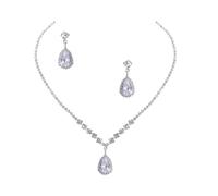 TEMPNAP Ensemble de Bijoux de Cou en Alliage Argenté Pendentif en Pierre Brillante et Boucles D'oreilles Étincelantes, Travail Exquis et Sûr Saint-valentin Fête des Mères