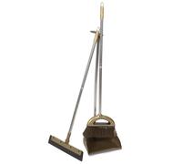 TEMPNAP Ensemble Pelle à Poussière Balai de Nettoyage à Long Manche en Plastique et Métal, Facile à Balayer les Débris Nettoyage Maison Jardin