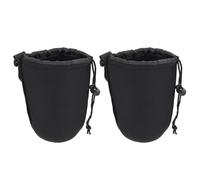 TEMPNAP Étui à Lentilles en Néoprène Noir 2pcs Isolation Thermique et Crochet, Design Élastique Ajustable, Sacoche Souple pour Objectif D'appareil Photo Portable sur Ceinture