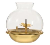 TEMPNAP Lampe à Huile avec -Jour en Alliage de Cuivre et Verre Vintage Lantern Décorative pour Maison et Étagère, pour Décoration et Usage Bouddhiste