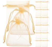 TEMPNAP Lot de 100 Paquet à Bijoux en Organza Doré Cordon de Serrage, Élégants et Sécurisés, pour Présents de Mariage et Fêtes du Nouvel An