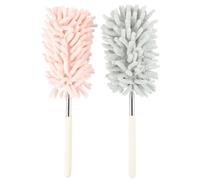 TEMPNAP Lot de 2 Plumeaux Télescopiques à Main en Microfibre, Tête Flexible et Incurvable, Brosse Dépoussiérante pour Ménage et Voiture, Couleurs Vert Nordique et Rose Nordique, Outil