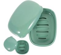 TEMPNAP Lot de 2 Porte-savons Étanches en PE et PP avec Couvercle Détachable, Design Créatif Vert, pour Salle de Bain et Maison