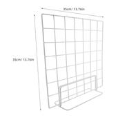 TEMPNAP Lot de 2 Présentoirs Grille Filaire Blanc 35X35 CM Base Large Support Photo à Grille Métallique Multifonctionnel pour Bureau et Stand de Marché Panneau D’Affichage de Table