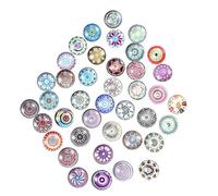 TEMPNAP Lot de 20 Boutons Ronds en Verre et Cuivre de 18 Mm Motifs Exotiques Délicats pour Couture et Création de Bijoux Couleur Aléatoire