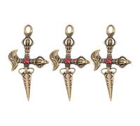 TEMPNAP Lot de 3 Pendentifs Vintage en Laiton Or, Breloques Décoratives pour Porte-clés de Voiture, Surface Lisse, pour Rituels Religieux et Accessoires de Bijoux
