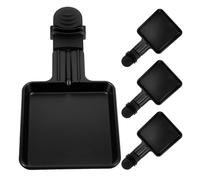 TEMPNAP Lot de 4 Mini Poêles à Raclette en Acier Inoxydable Noir Poignée, Forme Carrée, Fondre le Fromage Rapidement Lors de Repas Conviviaux