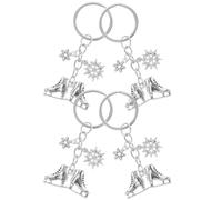 TEMPNAP Lot de 4 Porte-clés Patins à Roulettes en Plastique Solide, Décor Flocon de Neige Blanc, Ornement Suspendu pour Paquet à Dos ou Cartable, Présent Hiver pour Filles, Accessoire