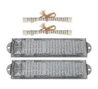 TEMPNAP Mezouza Décorative en Métal Argenté 2pcs avec Bénédiction Gravée, Protection et Sanctification Maison, Style Artistique et Apparence Antique pour Porte D'entrée