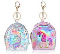 TEMPNAP Mini Porte-Monnaie Licorne Lot de 2 Fermeture Éclair et Anneau Porte-Clés Portefeuille Zippé Poche Accessoire pour Usage Quotidien et Sorties Entre Amis