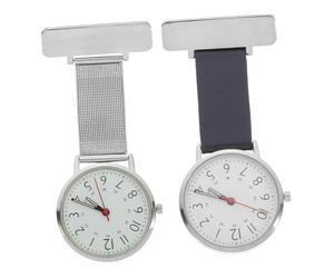 TEMPNAP Montre de Poche D'infirmière en Métal Portable Design Fluorescent, Lot de 2 Pcs pour Médecins et Professionnels de Santé