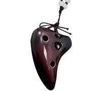 TEMPNAP Ocarina à 6 Trous en Céramique Tonalité Do, Petit Instrument Portable pour Débutants et Garçons et Filles, Collier Ocarina Artisanal Couleur Café Bandoulière en Jade et Partition