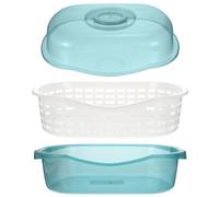 TEMPNAP Panier Passoire Cuisine en Pp avec Couvercle Translucide, Double Couche Détachable, Égouttoir pour Fruits et Biberons, Voyage et Usage Extérieur