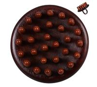 TEMPNAP Peigne de Massage du Cuir Chevelu en Bois Marron Poignée Confortable et Forme Disque pour Éliminer Pellicules et Stimuler le Cuir Chevelu