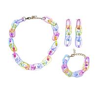 TEMPNAP Pendentif Acrylique Coloré Bijoux Ensemble Pour Fille Bracelet Et Boucles Oreilles Parure De Bijoux Mode Pour Fille