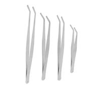 TEMPNAP Pince à Épiler en Acier Inoxydable 4 Pièces, Outil de Jardinage Multifonction, Pinces Pédagogiques Courbées 12-25 Cm, Usage Jardinage et Artisanat, Présent Noël Anniversaire