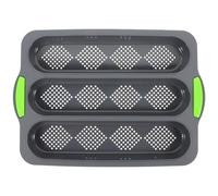 TEMPNAP Plaque de Cuisson Silicone Antiadhésive à 3 Compartiments pour Moule à, Cuisson de Baguettes et Pains Français, Ustensile de Pâtisserie pour Four Domestique