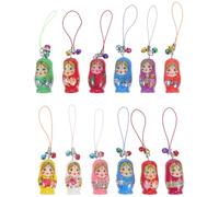 TEMPNAP Porte-clés Dragonne Portable pour Téléphone et Paquet Poupées Gigognes en Bois de Hêtre 12pcs Décoration Originale comme Présent Couleur Aléatoire