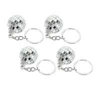 TEMPNAP Porte-clés Lot de 4 Pièces Pendentif Boule Disco Argentée Design Unique et Élagnant en Alliage de Zinc et Plastique Accessoire pour Fêtes et Décorations