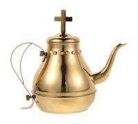 TEMPNAP Pot de Communion en Acier Inoxydable Doré Col de Cygne, Théière Chrétienne Portable et Polyvalente pour Cérémonies Religieuses