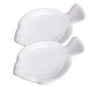 TEMPNAP Râpes à Ail et Gingembre Sûr pour Fruits et Légumes Lot de 2 en Céramique Forme Poisson Poignée Antidérapante, Accessoire Cuisine
