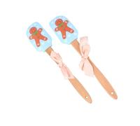 TEMPNAP Spatules en Silicone et Bois et Cuisson Épice Lot de 2 Racleur à Beurre Crémeux et Mélangeur pour Pâtisserie de Noël pour Décoration Festive
