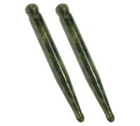 TEMPNAP Stylo d'Acupression en Jade Naturel Xiuyan 2 Pièces, Outil de Massage Manuel pour Visage et Yeux, Bâton Gua Sha pour Détente et Soin Quotidien
