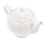 TEMPNAP Théière en Céramique Blanche 900cc Relief Baroque Feuilles, Grosse Capacité pour Thé en Vrac, Cafetière Décorative pour Bureau et Pause Thé