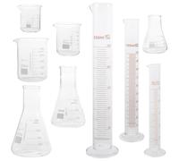 TEMPNAP Verrerie de Laboratoire Capacité 50ml à 250ml Ensemble de 9 Pièces en Verre Résistant Haute Température Mesure Précise pour Éducation et Laboratoire