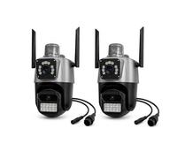 Tempo di saldi Kit de 2 caméras WiFi d'extérieur PTZ Double Objectif 8X, système de vidéosurveillance IP avec Structure compacte 28 x 20,5 x 17 cm - Surveillance pour Maison, Bureau et Garage