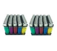 TEMPO DI SALDI Lot de 100 briquets colorés transparents dans deux boîtes de 50 avec allumage en pierre