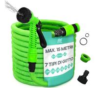 TEMPO DI SALDI Tuyau extensible de jardin de 15 m avec 7 fonctions pour lavage étanche à l'eau