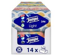 Tempo Light Box Megapack Lot de 14 boîtes de 70 mouchoirs par boîte - Mouchoirs en papier doux, lavables en machine