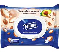 Tempo Lot de 8 rouleaux de papier toilette humide « Mon amour » : avocat et beurre de karité - 1 paquet de 42 lingettes (8 x 1600 g)