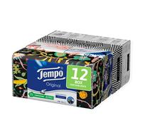 Tempo Mouchoirs Box Original - 4 voiles, 12 paquets de 80 mouchoirs en 4 graphiques assortis, 960 mouchoirs Blanc