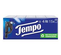 Tempo Pack 15 Etuis De 10 Mouchoirs Classique 4 Couches 21x21cm Blanc