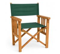 TEMPO STYLE Chaise de réalisateur pliable en bois teck CANNES | Fauteuil extérieur avec accoudoirs, gain de place pour jardin, terrasse et camping | 58 x 58 x 85 cm (toile verte)