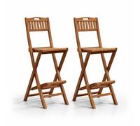 TEMPO STYLE - Lot de 2 tabourets hauts pliants en bois de teck | Chaises de bar d'extérieur peu encombrantes | Tabourets de jardin pour comptoir de bar, cuisine extérieure, terrasse et patio | 115 x