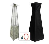 TEMPO STYLE - Poêle à gaz d'extérieur Pyramid 13 kW | Chauffage à flamme Viva pour jardin, bars et restaurants | Couvercle et régulateur inclus | Design moderne | Bouteille de 13 à 15 kg (gris rotin)