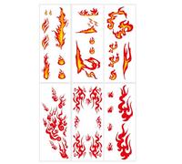 Temporary Sticker Adult - Flame Long Lasting Women Stickers | Waterproof Realistic Funny Decals | 6-Sheet For Children Teens Holiday Halloween Birthday Bonfire Festival Body Face Arms Men