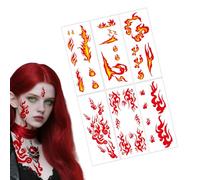 Temporary Stickers, 6 feuilles d'autocollants imperméables avec motif réaliste - décalcomanies de flammes pour femmes, pour corps, visage, bras, homme, femme,