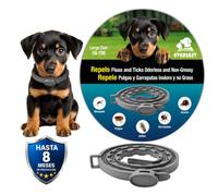 Tempotech ® Collier antiparasitaire Chien - 8 Mois de Protection - Contre Les puces, tiques, moustiques, acariens et poux - Collier Vermifuge (2, Gris REFORCÉ, 56CM)