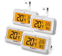 TempPro Thermomètre de réfrigérateur, Thermomètre de congélateur, Lot de 4 | Grand Écran Rétroéclairé Étanche, Enregistrement des Max/Min, Changement Pile Facile, Cave/Cuisine (anciennement ThermoPro)