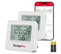 TempPro TP357 Hygromètre et thermomètre Bluetooth, avec alertes (lot de 2) | Hygromètre avec application intelligente et enregistrement des données, pour chambre et bureau (anciennement ThermoPro)