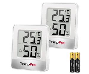 TempPro TP49 Thermomètre numérique, mini-moniteur de température, lot de 2 | Hygromètre d'intérieur pour la maison, le bureau et la chambre de bébé - Thermo-hygromètre de confort(anciennement ThermoPro)